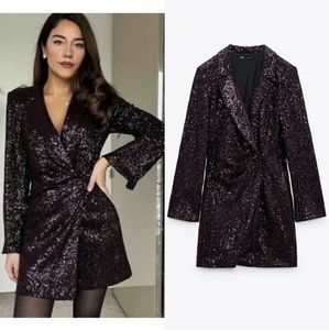 Zara * New Sequins Blazer Dress size XS
